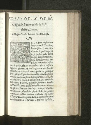 Epistola Di M. Agnolo Firenzuola in Lode delle Donne.