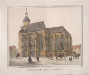 Ansicht der Kunigunden Kirche in Rochlitz, Lithographie, um 1850