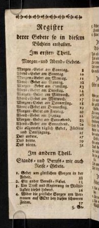 301a-301e, Register derer Gebete so in diesem Büchlein enthalten.