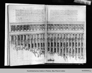 Libro o vero trattato dell'antichità. XXII. Libro dell'antica città di Tivoli e di alcune famose ville : Villa di Augusto: Ansicht des Unterbaus von der Valle dell'Aniene aus