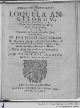 Pars Secunda, Sec. III & IV: Scrutinium, De Loquela Angelorum