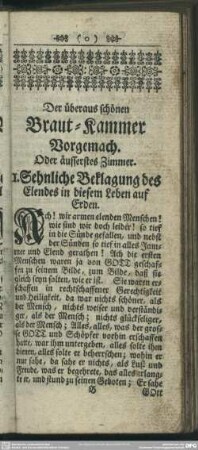 Der überaus schönen Braut-Kammer Vorgemach. Oder äusserstes Zimmer