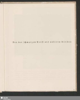 Von der schwarzen Kunst und anderen Künsten