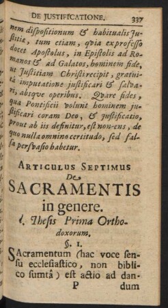 Articulus Septimus De Sacramentis in genere