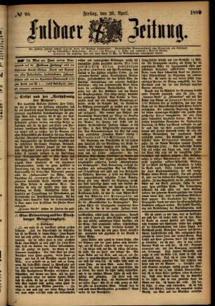 Ausgabe vom Freitag, den 26. April 1889.