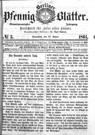 No. 3, Sonnabend, den 16. Januar 1865