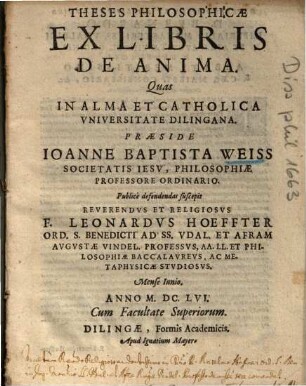 Theses Philosophicae Ex Libris De Anima