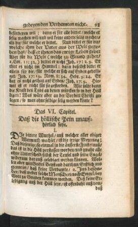 Das VI. Capitel. Daß die höllische Pein unaufhörlich seye