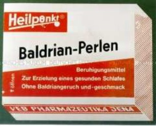 Werbeschild "Heilpunkt Baldrian-Perlen"
