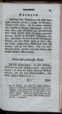 Neun und zwanzigste Klage.