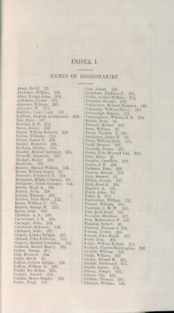 Index I. Names of missionaries