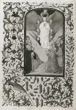 Marienkrönung : Marienkrönung (Illumination eines Stundenbuches) (1401/1500). Gotha: Forschungsbibliothek Memb. II 137 fol. 63 v