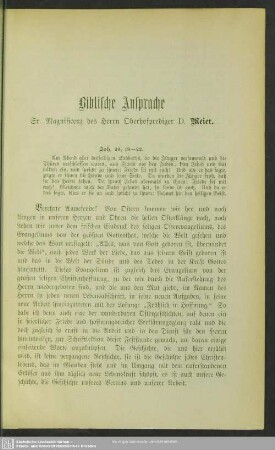 Biblische Ansprache Sr. Magnificenz des Herrn Oberhofprediger D. Meier