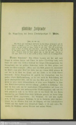 Biblische Ansprache Sr. Magnificenz des Herrn Oberhofprediger D. Meier