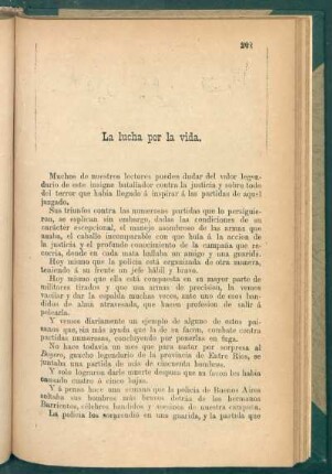 La lucha por la vida.
