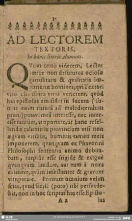 Ad Lectorem Textoris