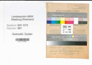 Entnazifizierung Gustav Sadowski , geb. 13.12.1895 (Kaufmaennischer Angestellter)