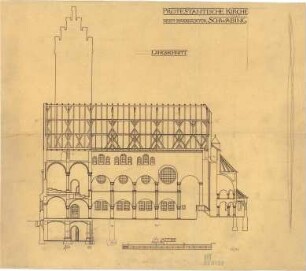 Fischer, Theodor; München - Schwabing; Prot. Kirche Schwabing (Erlöserkirche) - Längsschnitt