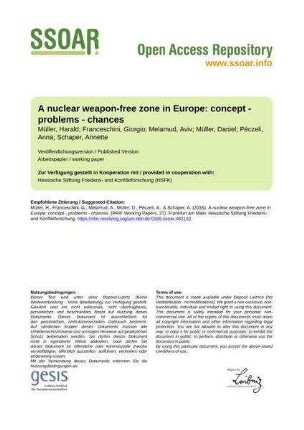 A nuclear weapon-free zone in Europe: concept - problems - chances