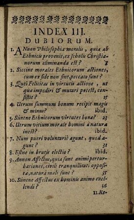 Index III. Dubiorum.