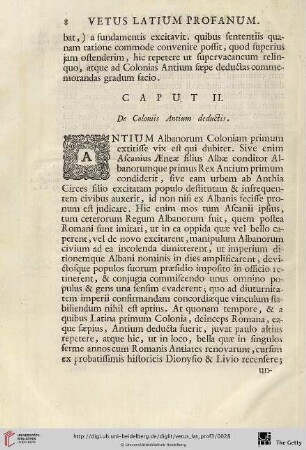 Caput II: De Coloniis Antium deductis