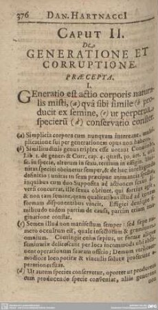 Caput II. De Generatione et Corruptione.
