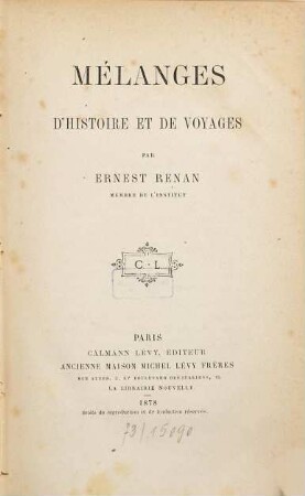 Mélanges d'histoire et de voyages