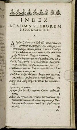 Index Rerum & Verborum Memorabilium