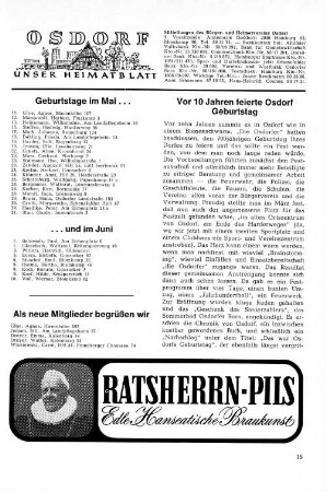 Vor 10Jahren feierte Osdorf Geburtstag