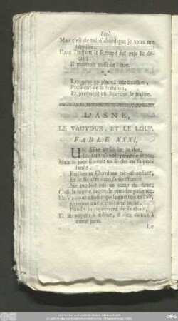 L'Asne, Le Vautour, Et Le Loup. Fable XXXI.