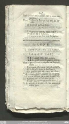 L'Asne, Le Vautour, Et Le Loup. Fable XXXI.