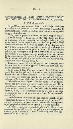 Construire lex axes d'une ellipse dont on connait deux diametres conjugues.
