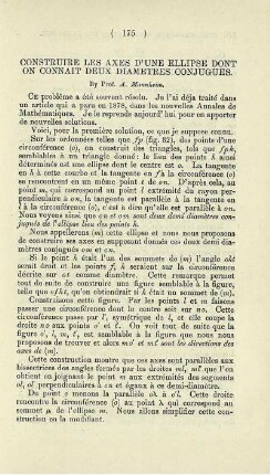 Construire lex axes d'une ellipse dont on connait deux diametres conjugues.