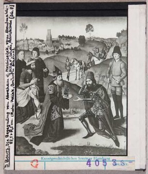 Dirk Bouts (Dieric Bouts): Abendmahlsaltar in Leuven: Die Begegnung Abrahams mit Melchisedek