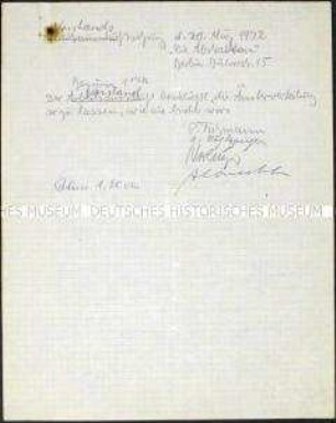 Handschriftliches Protokoll einer Vorstandssitzung der Künstlervereinigung "Die Zeitgemäßen" (Die Abstrakten) - Sachkonvolut