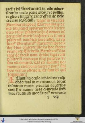 Octo versus in psalterio, qui demon dixit sancto Bernhardo