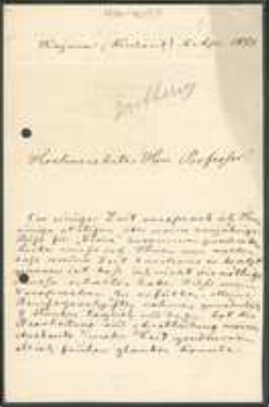 Brief von Viktor Ferdinand Brotherus an Unbekannt