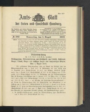 No. 182, 1. August 1918