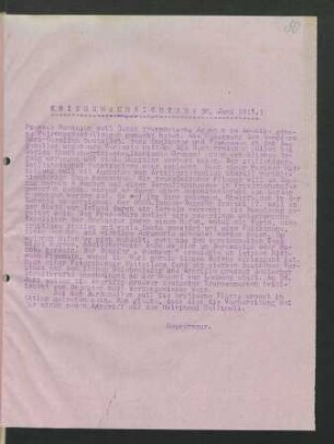 50 Kriegsnachrichten 30. Juni 1915