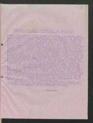 50 Kriegsnachrichten 30. Juni 1915