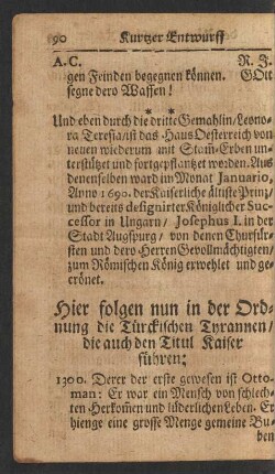 Hier folgen nun in der Ordnung die Türckischen Tyrannen/ die auch den Titul Kaiser führen: