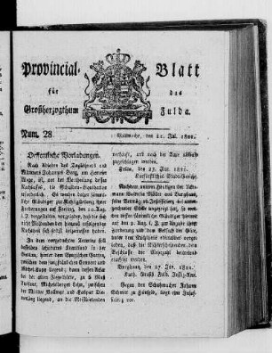 Num. 28, Ausgabe vom 11. Juli 1821