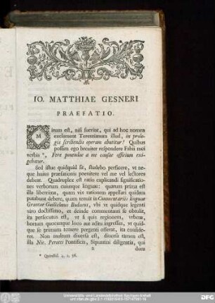 Io. Matthiae Gesneri Praefatio.
