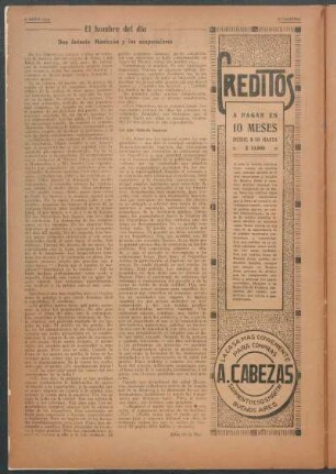 El hombre del día : Don Antonio Mantecón y los acaparadores