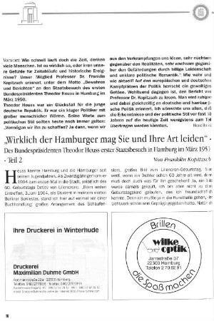 "Wirklich der Hamburger mag Sie und Ihre Art leiden" - Teil 2