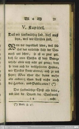 V. Kapitel. Daß wir sanftmüthig sind, dieß muß seyn, weil wir Christen sind