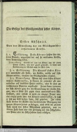 Die Gesetze des Gleichgewichts fester Körper