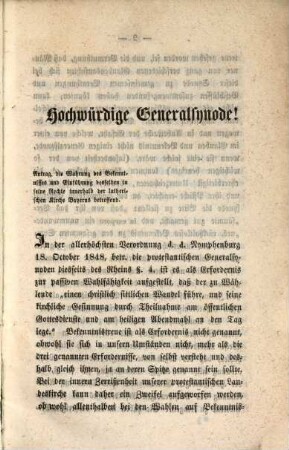 Die bayerische Generalsynode vom Frühjahr 1849 und das lutherische Bekenntnis : eine Beleuchtung der Synodalbeschlüsse in Betreff der Petition "Wahrung des Bekennntnisses und Einführung desselben in seine Rechte etc."