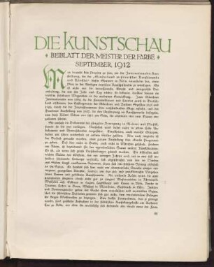 Die Kunstschau - Beiblatt der Meister der Farbe - September 1912