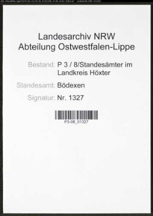 Heiratsregister Standesamt Bödexen